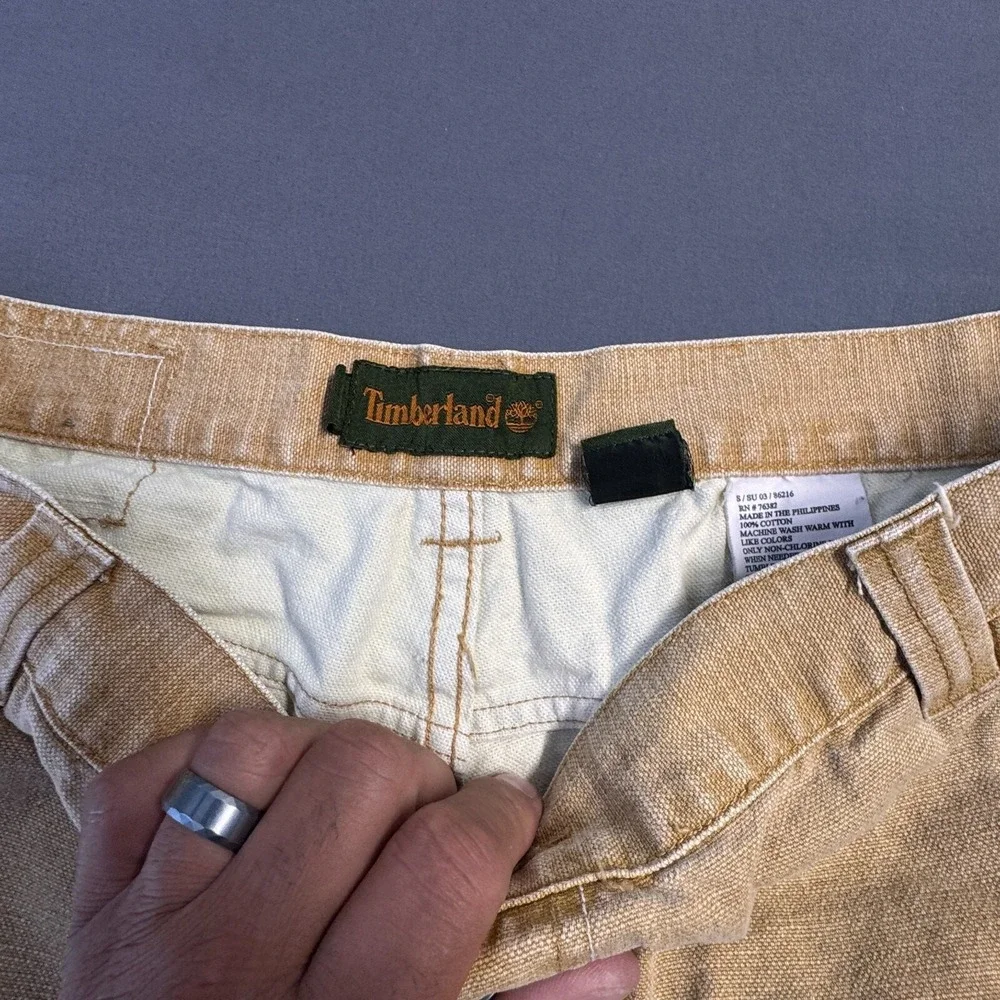 Timberland Mens‎ Canvas Carpenter Shorts Tan Khaki Cotton Relaxed Fit 36 Waist